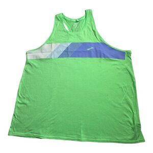 Brooks brothers Women Run Happy Racerback Green /Blue graphic tank top size  XXL
